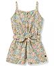 Dew Drops Woven Sleeveless Jumpsuit With Floral Print - Multicolor
