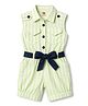 Dew Drops Woven Sleeveless Striped Jumpsuit With Belt - Light Green