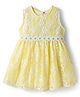 Babyhug Cotton Woven Sleeveless Floral Embroidered Frock with Lace Detailing - Yellow