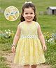 Babyhug Cotton Woven Sleeveless Floral Embroidered Frock with Lace Detailing - Yellow