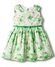 Babyhug Poplin Woven Sleeveless Floral Printed Frock with Bow Applique - White