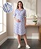 Bella Mama Woven Three Fourth Sleeves Striped & Heart Printed Shirt Style Maternity Dress - White