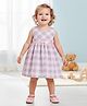 Many frocks & Woven Sleeveless Checked & Hearts Printed Dress - Pink & Grey