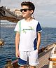 OLLINGTON ST. Cotton Half Sleeves T-Shirt With Print & Knit Shorts Set - Multicolor