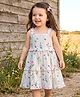 Babyhug Poplin Woven Sleeveless Frock With Floral Print - White