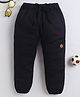 BAATCHEET Cotton Woven Bear Patch Detailed Joggers - Black