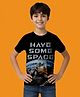 NUSYL Cotton Blend Knit Half Sleeves Have Some Space Text Printed Tee - Black