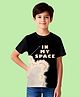 NUSYL Cotton Blend Knit Half Sleeves In My Space Text Printed Tee - Black
