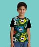 NUSYL Cotton Blend Knit Half Sleeves Football Printed Tee - Multi Colour