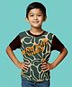 NUSYL Cotton Blend Knit Half Sleeves Abstract & No Bad Vibes Text Printed Tee - Multi Colour