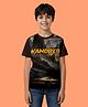 NUSYL Cotton Blend Knit Half Sleeves Wandrer Text Printed Tee - Brown