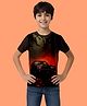 NUSYL Cotton Blend Knit Half Sleeves Car Printed Tee - Brown