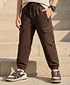 Arias Cotton Twill Woven Full Length Solid Cut N Sew Joggers With Stretch & Cargo Pockets - Brown
