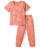 Honeyhap Premium 100% Cotton Knit Half Sleeves T-Shirt & Pajama Co -Ord Night Suit with Bio Finish Game Controller Print -  Canyon Sunset