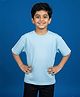 Kiddopanti Cotton Knit Half Sleeves Solid Tee - Light Blue