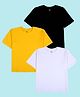 Kiddopanti Cotton Knit Pack Of 3 Half Sleeves Solid Tees - Yellow Black & White