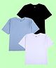 Kiddopanti Cotton Knit Pack Of 3 Half Sleeves Solid Tees - Light Blue White & Black