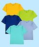 Kiddopanti Cotton Knit Pack Of 5 Half Sleeves Solid Tees - Yellow Neon Green Royal Blue Aqua Green & Light Blue
