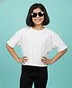 Kiddopanti Cotton Knit Half Sleeves Solid Crop Tee - White