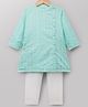 Babyhug Cotton Woven Full Sleeves Striped Kurta & Pyjama Set - Aqua Blue