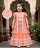 Babyhug Net Woven Sleeveless Floral Embroidered Choli Lehenga  & Jacket Set - Orange