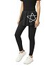 Plan B Cotton Knit Shimmer Detailed Star Printed Skeggings - Black