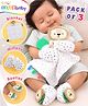 Intellibaby Premium 3-in-1 Lion Snug N' Cuddle Set | Plush Toy Security Blanket with Teether & Tags, High-Contrast Mittens, Rattle Booties | Finest Cloth Material  | Monochrome to Colour Transition | BIS Certified | Ideal For Gifting