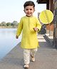 Babyhug Cotton Dobby Woven Full Sleeves Kurta Pajama Set with Dobby Embroidery - Limegreen