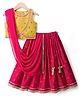 Babyhug Georgette Woven Sleeveless Lehenga Choli Set With Floral Foil Print Embroidery & Dupatta - Dark Pink