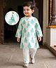 Babyhug Cambric Woven Full Sleeves Elephant Printed Kurta Pajama Set - White