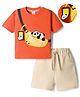 Mark & Mia 100% Cotton Knit  Half Sleeves Oversize Panda Printed T-Shirts & Short Sets With Applique -Multi Color