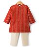 Babyhug Georgette Woven Full Sleeves Kurta Pyjama Set With Sequin Detailing - Rust Orange