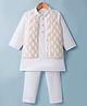 Babyhug Cotton Blend Woven Full Sleeves Kurta Pyjama Set With Embroidered Nehru Jacket - Off White