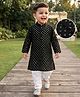 Babyhug Cotton Blend Woven Full Sleeves Sequinned Embroidered Kurta Pyjama Set - Black