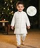 Babyhug Cotton Blend Woven Full Sleeves Solid Kurta Pyjama Set With Embroidered & Sequinned Jacket - OffWhite