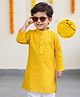 Babyhug Cotton Blend Woven Full Sleeves Kurta With Sequin Detailing - Yellow