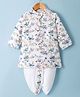 Babyhug Cambric Woven Full Sleeves Kurta Dhoti Set With Floral & Bird Print - White