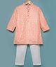 Babyhug Cotton Blend Woven Full Sleeves Sequin Embroidered Kurta Pyjama Set - Peach