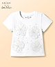 Arias 100% Cotton Knit Half Sleeves T-Shirt With Floral Embroidery - White