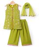 Babyhug Woven Sleeveless Kurti Palazzo Set with Dupatta & Sequin Detailing - Green