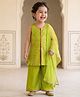Babyhug Woven Sleeveless Kurti Palazzo Set with Dupatta & Sequin Detailing - Green