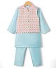 Babyhug Cotton Blend Woven Full Sleeves Kurta Pyjama With Embroidered Nehru Jacket - Light Blue
