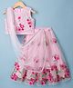 Babyhug Select Woven Sleeveless Lehenga Choli Set With Floral Embroidery & Dupatta - Pink