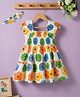 Mark & Mia Cotton Woven Half Sleeves Frock with Headband with Floral Print - Multicolor