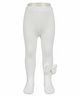 The little lookers Cotton Knit Bow Applique Detailed Tights - White