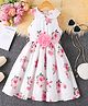 Mark & Mia Sleeveless Floral Printed Frock With Floral Applique - Pink