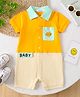 Mark & Mia Cotton Half Sleeves Romper with Baby Print - Yellow