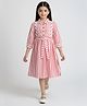 Bella Moda Cotton Woven Full Sleeves Shirt Style Striped Dress - Red