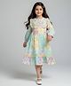 Bella Moda Cotton Woven Full Sleeves Floral Printed lace Detailed Dress - Multi colour