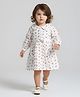 Bella Moda Cotton Woven Full Sleeves Cherry Printed Dress - White